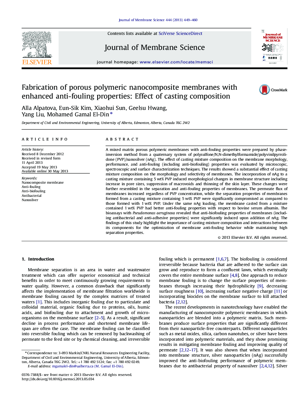 Fabrication of porous polymeric nanocomposite membranes with enhanced anti-fouling properties: Effect of casting composition