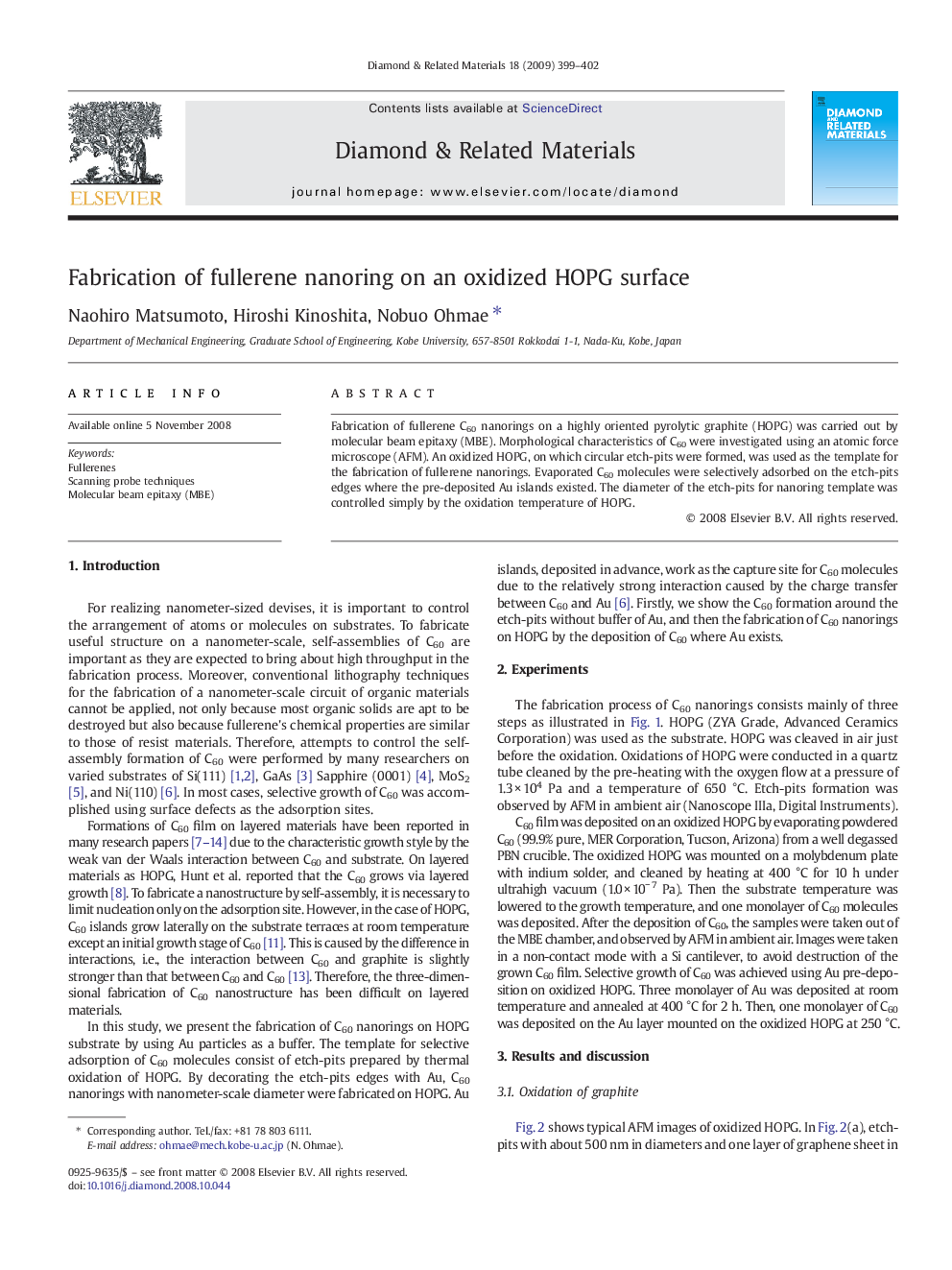 Fabrication of fullerene nanoring on an oxidized HOPG surface