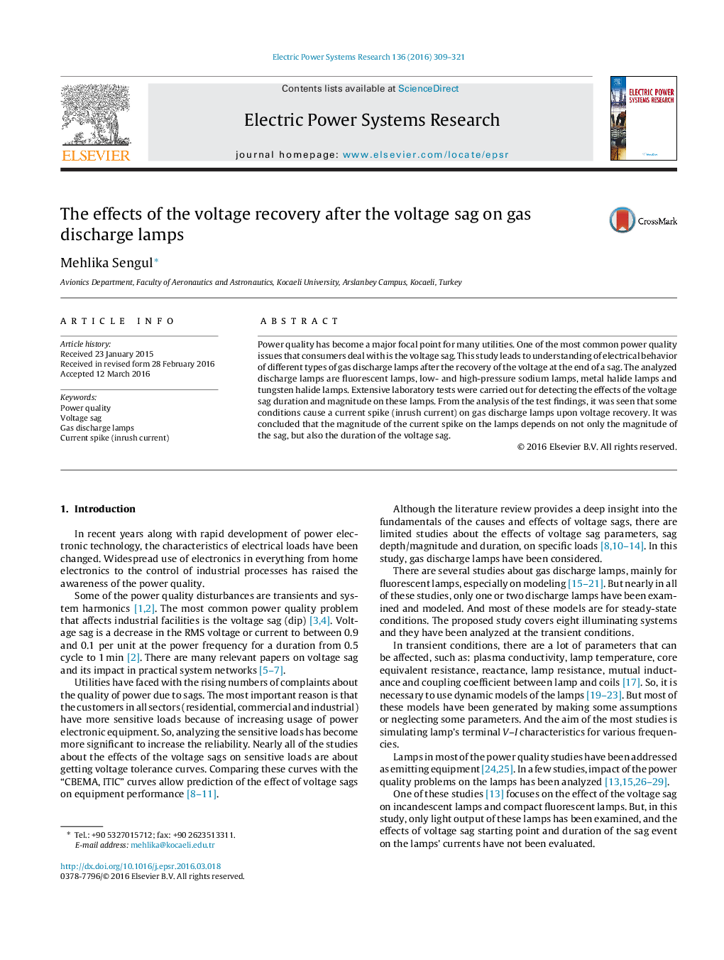 The effects of the voltage recovery after the voltage sag on gas discharge lamps