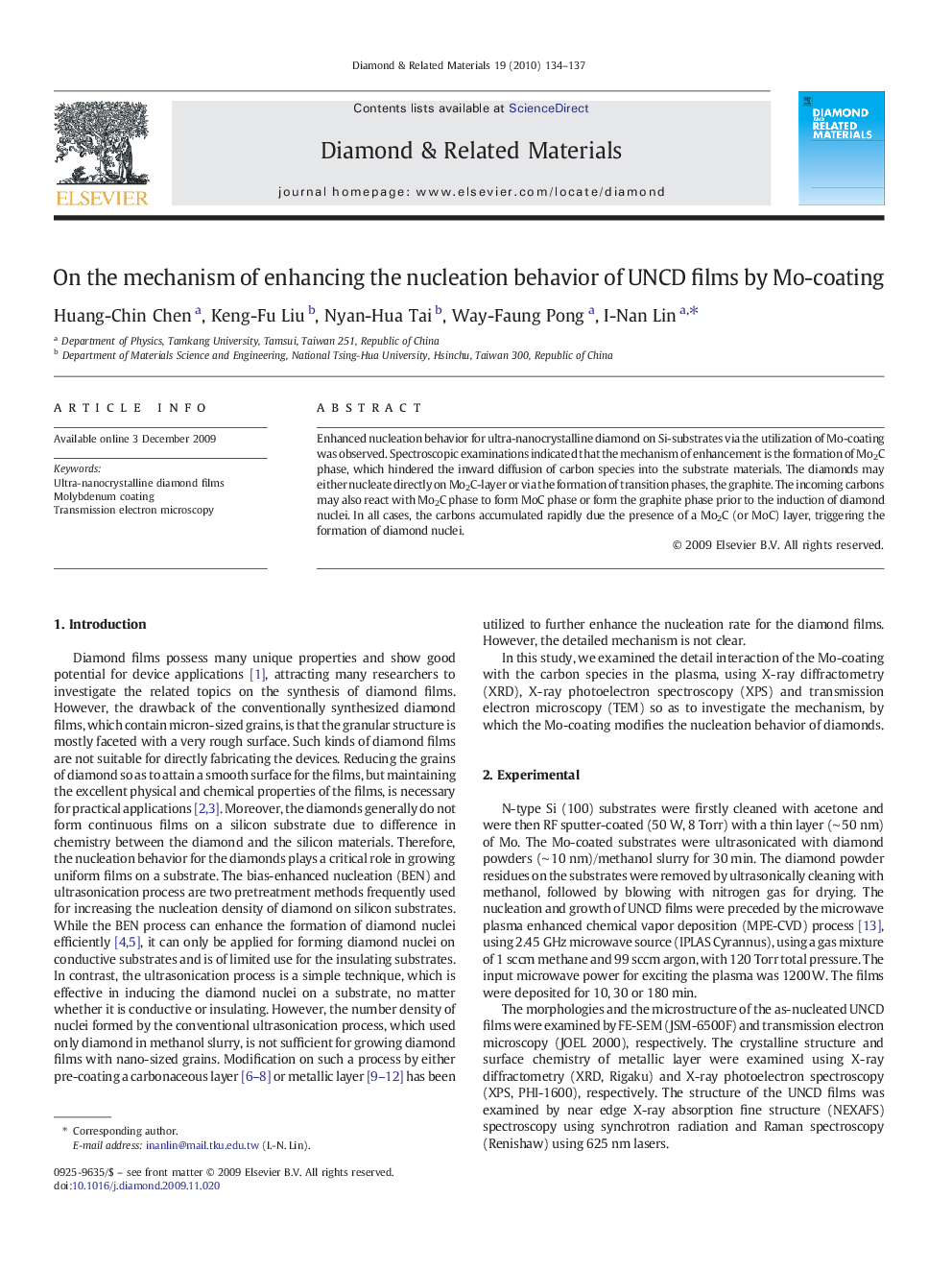 On the mechanism of enhancing the nucleation behavior of UNCD films by Mo-coating