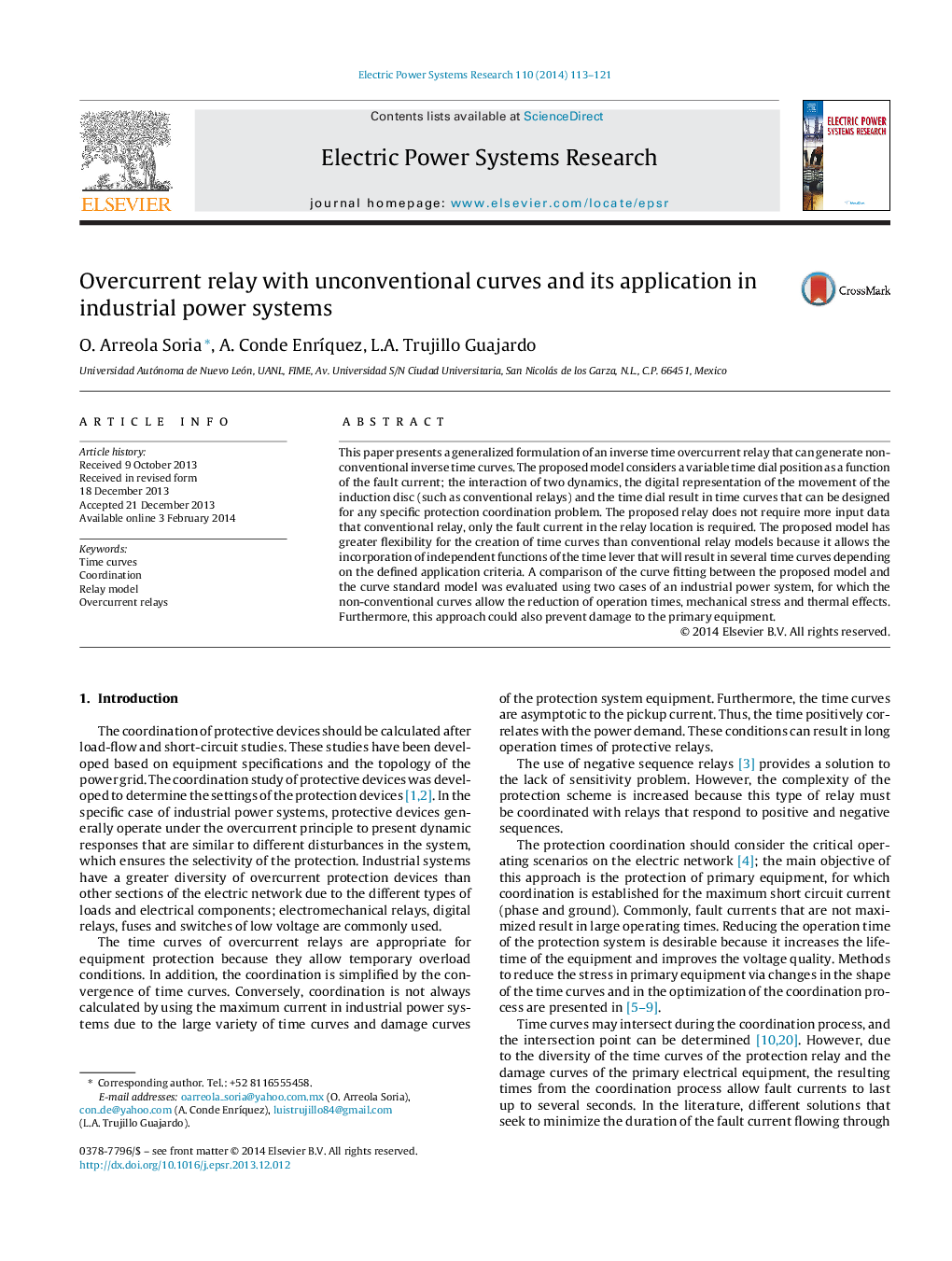 Overcurrent relay with unconventional curves and its application in industrial power systems