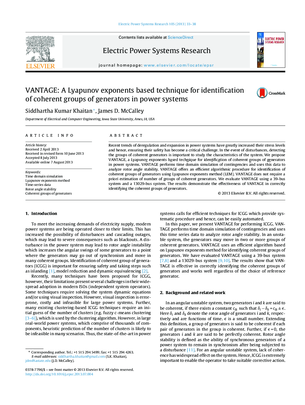 VANTAGE: A Lyapunov exponents based technique for identification of coherent groups of generators in power systems