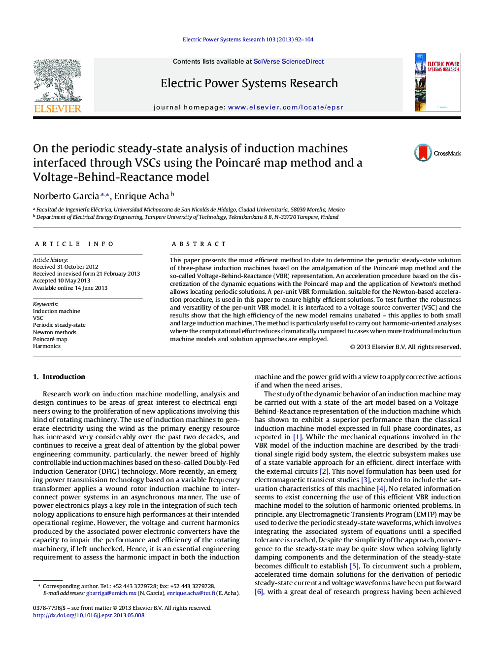 On the periodic steady-state analysis of induction machines interfaced through VSCs using the Poincaré map method and a Voltage-Behind-Reactance model