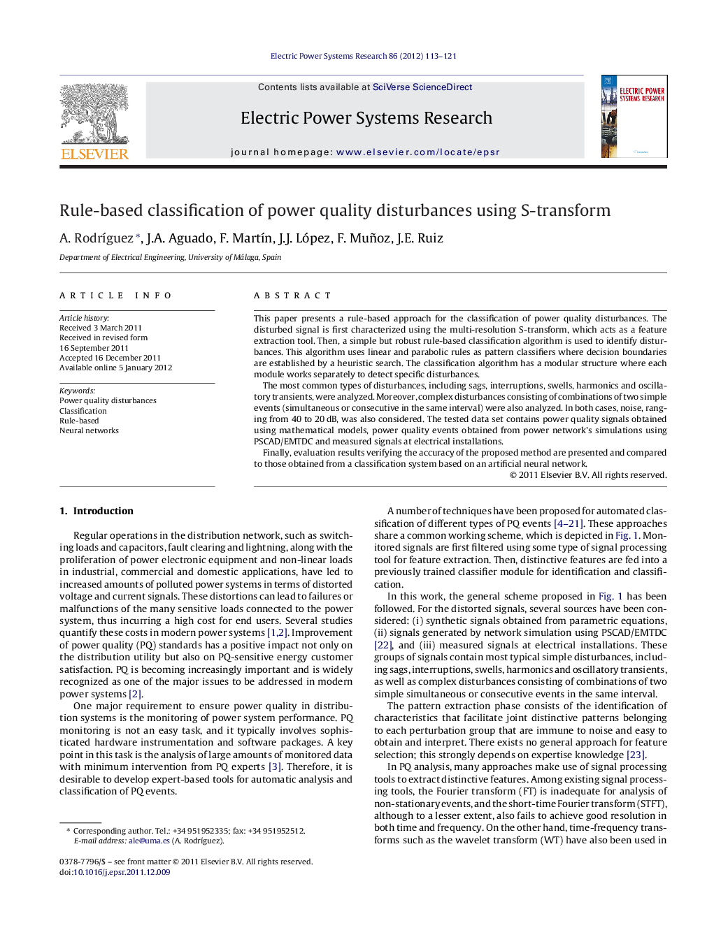 Rule-based classification of power quality disturbances using S-transform