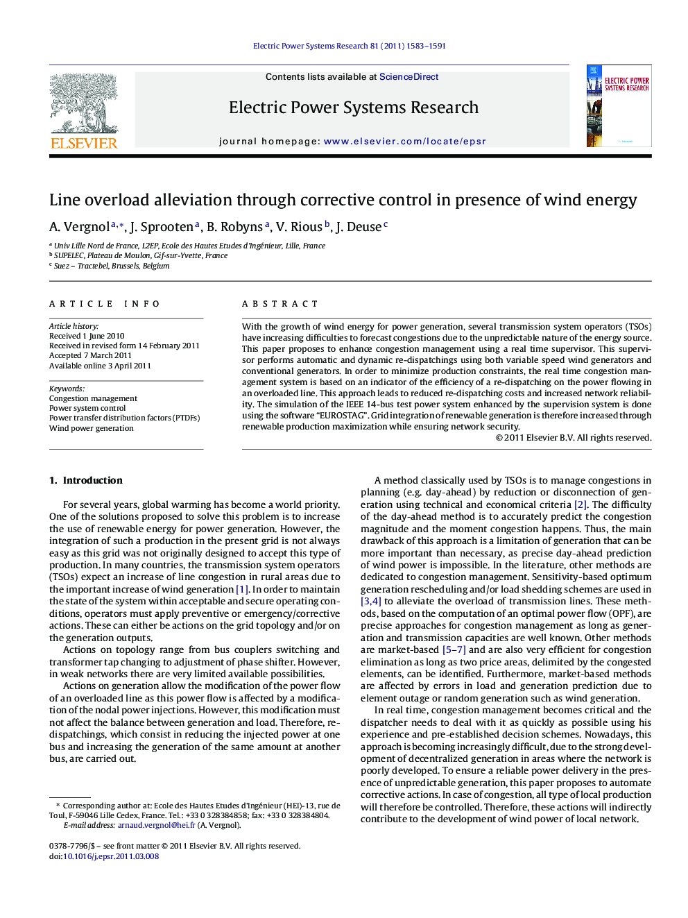 Line overload alleviation through corrective control in presence of wind energy