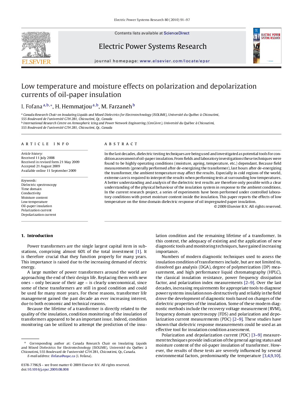 Low temperature and moisture effects on polarization and depolarization currents of oil-paper insulation