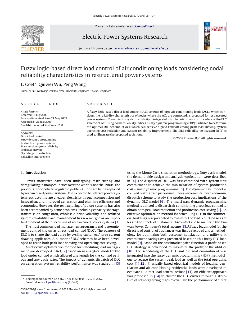 Fuzzy logic-based direct load control of air conditioning loads considering nodal reliability characteristics in restructured power systems