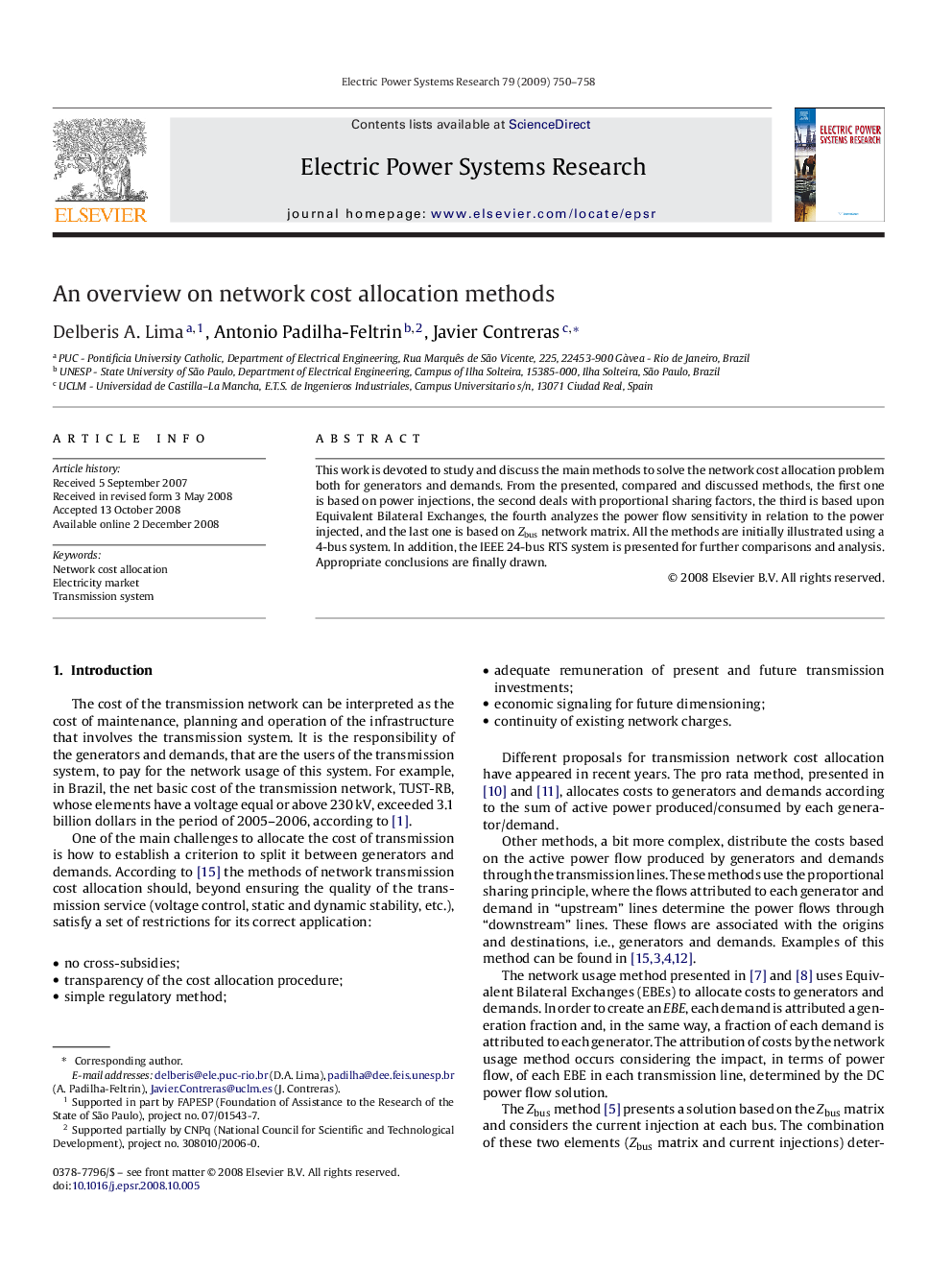 An overview on network cost allocation methods