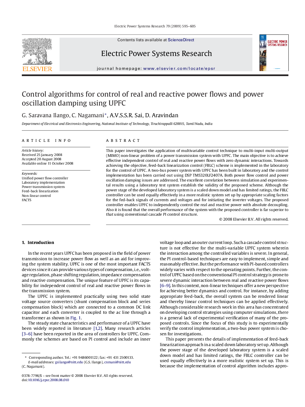 Control algorithms for control of real and reactive power flows and power oscillation damping using UPFC