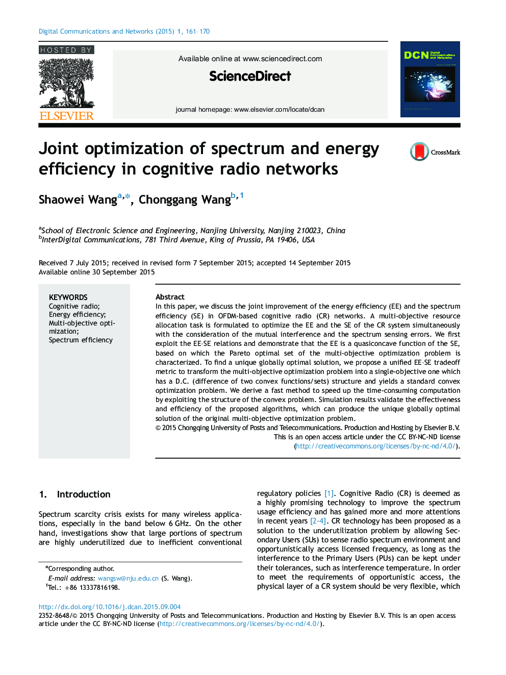 Joint optimization of spectrum and energy efficiency in cognitive radio networks