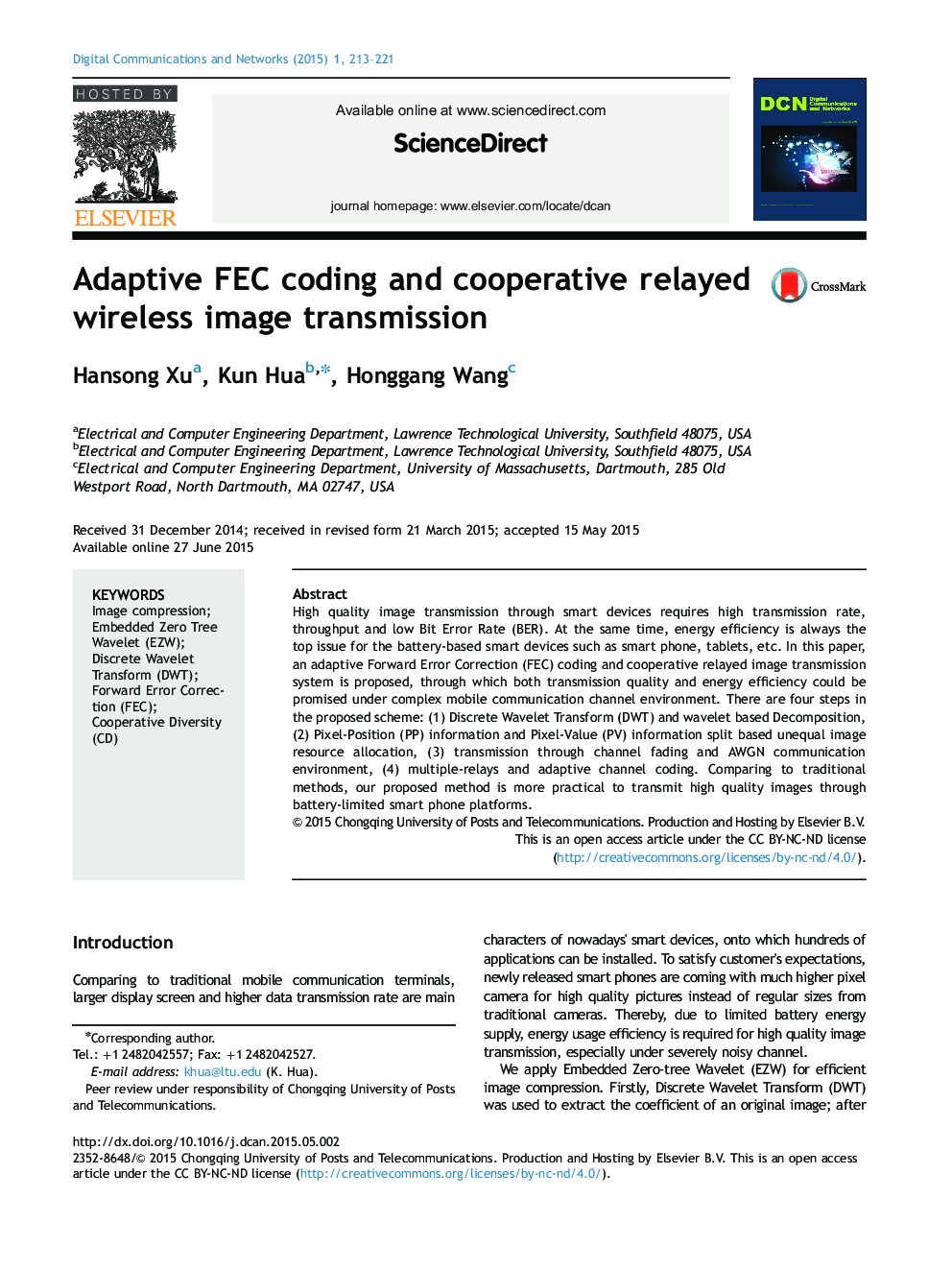 Adaptive FEC coding and cooperative relayed wireless image transmission 