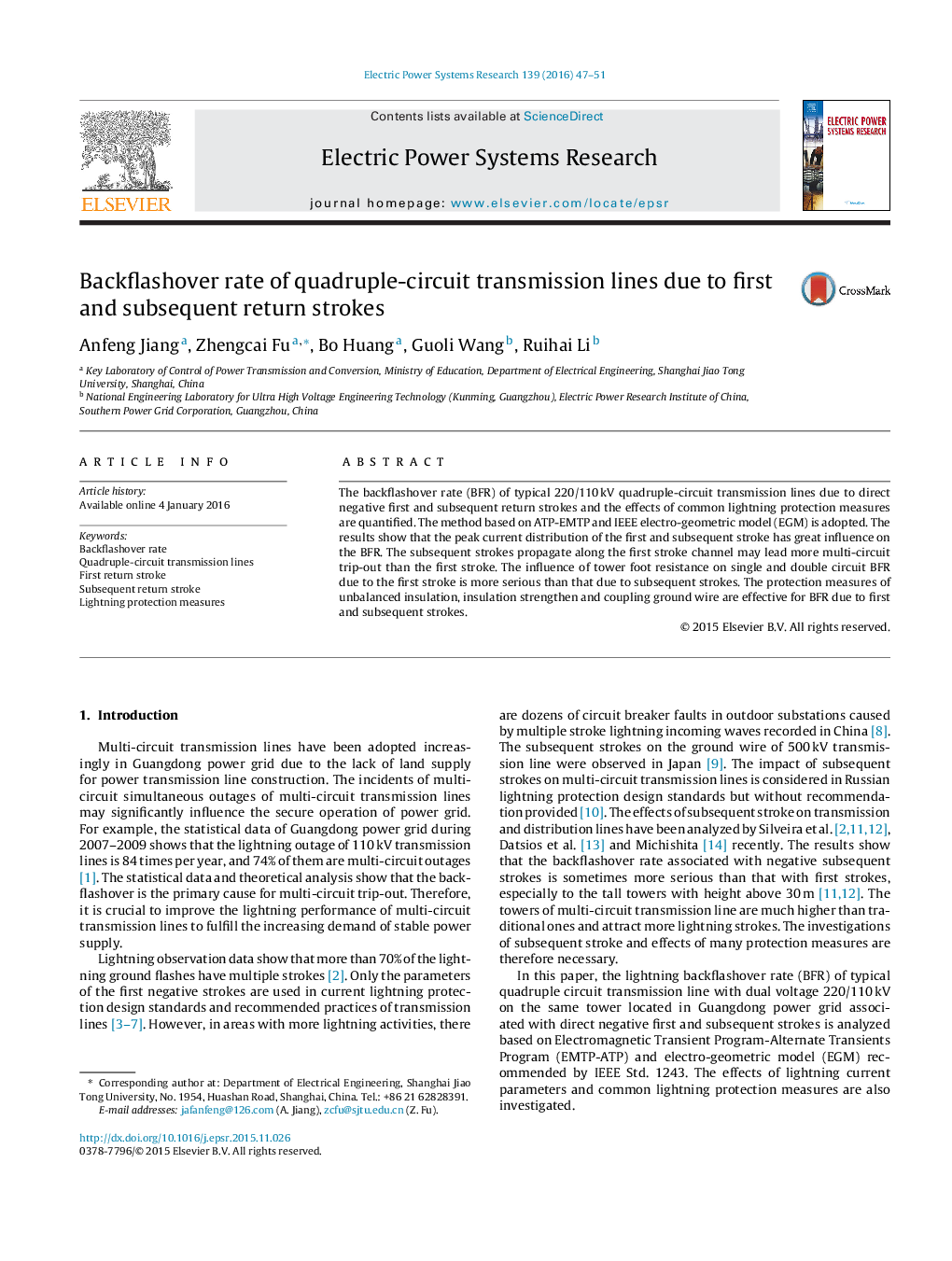 Backflashover rate of quadruple-circuit transmission lines due to first and subsequent return strokes