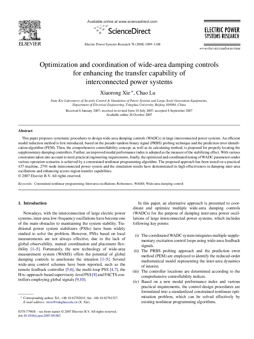 Optimization and coordination of wide-area damping controls for enhancing the transfer capability of interconnected power systems
