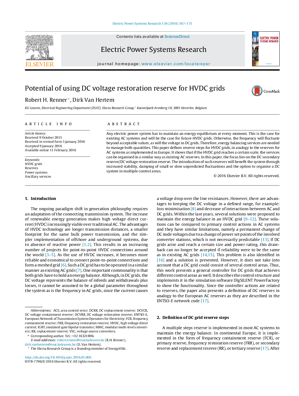 Potential of using DC voltage restoration reserve for HVDC grids