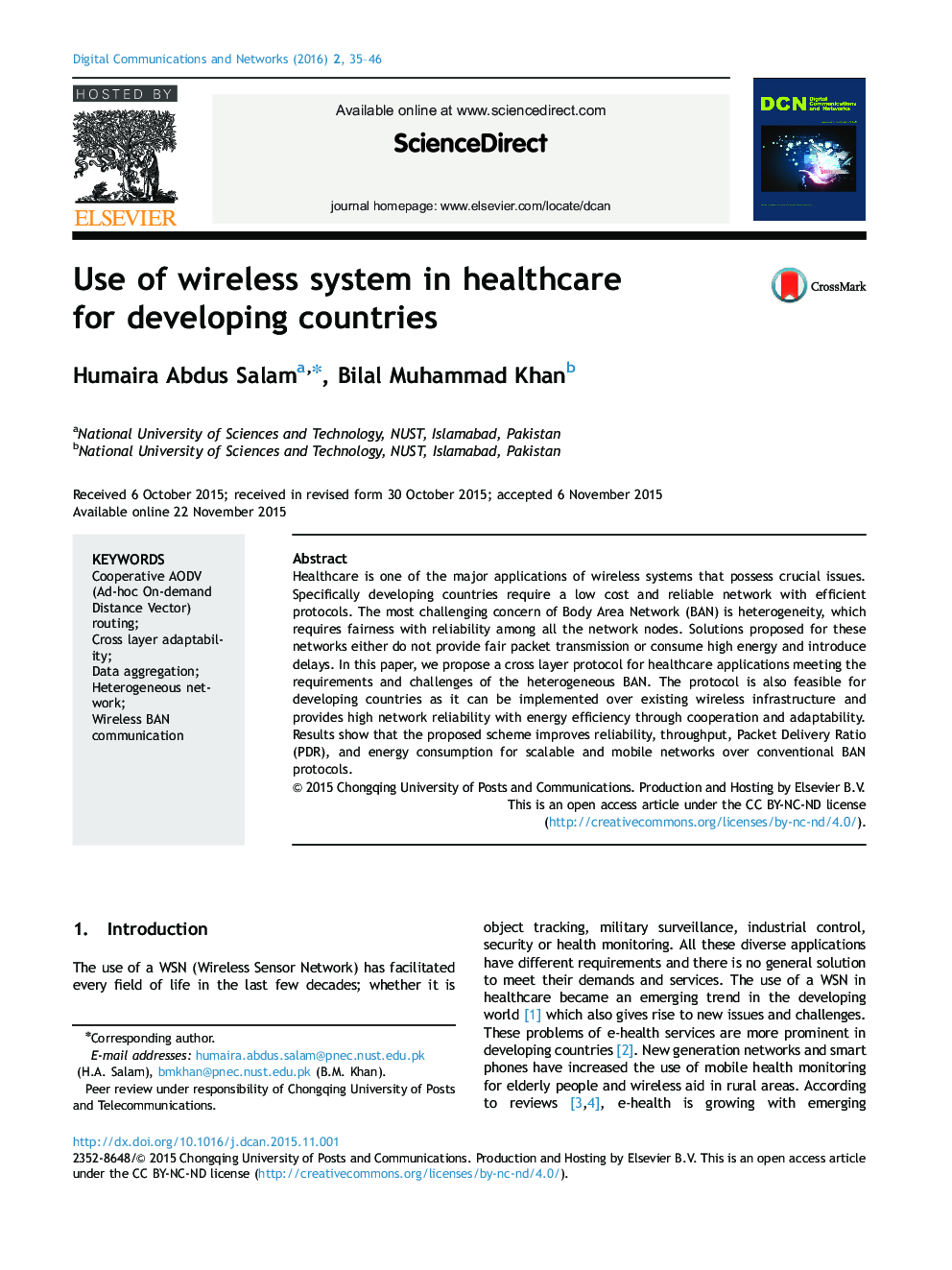 Use of wireless system in healthcare for developing countries 