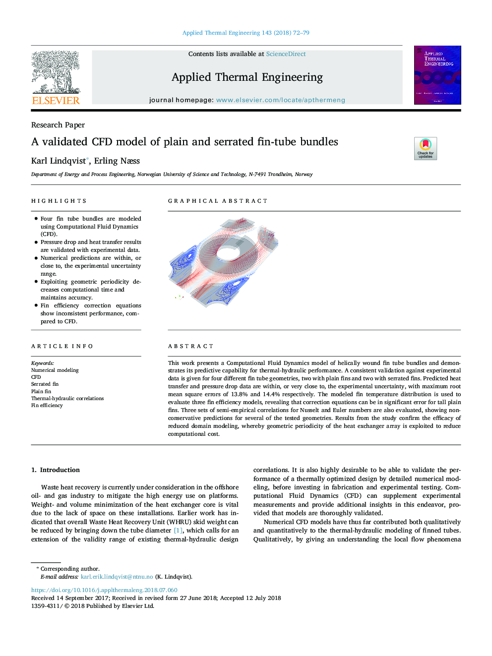 A validated CFD model of plain and serrated fin-tube bundles