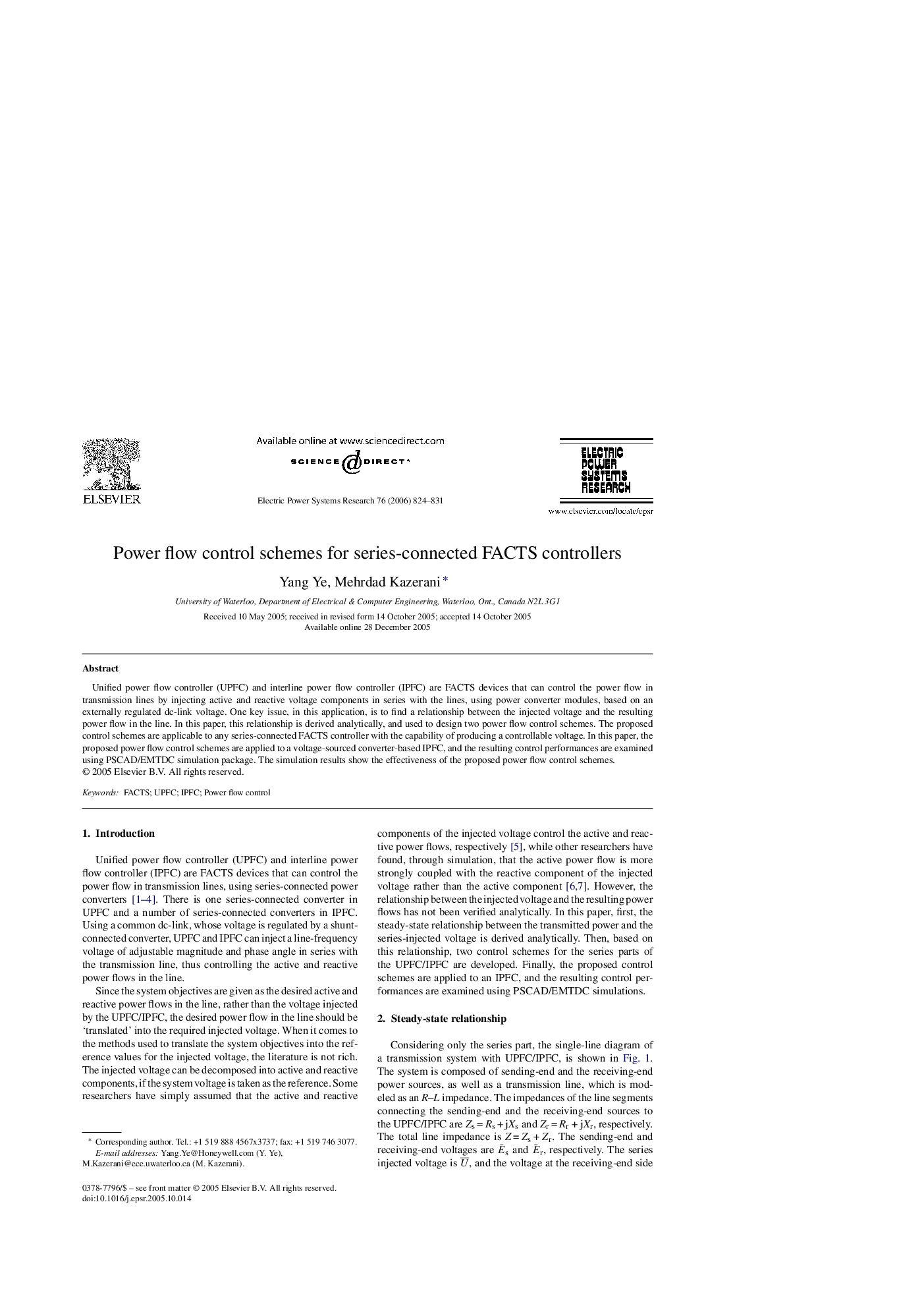 Power flow control schemes for series-connected FACTS controllers