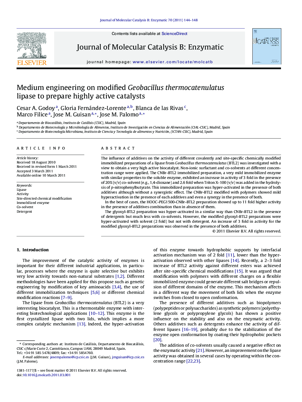 Medium engineering on modified Geobacillus thermocatenulatus lipase to prepare highly active catalysts