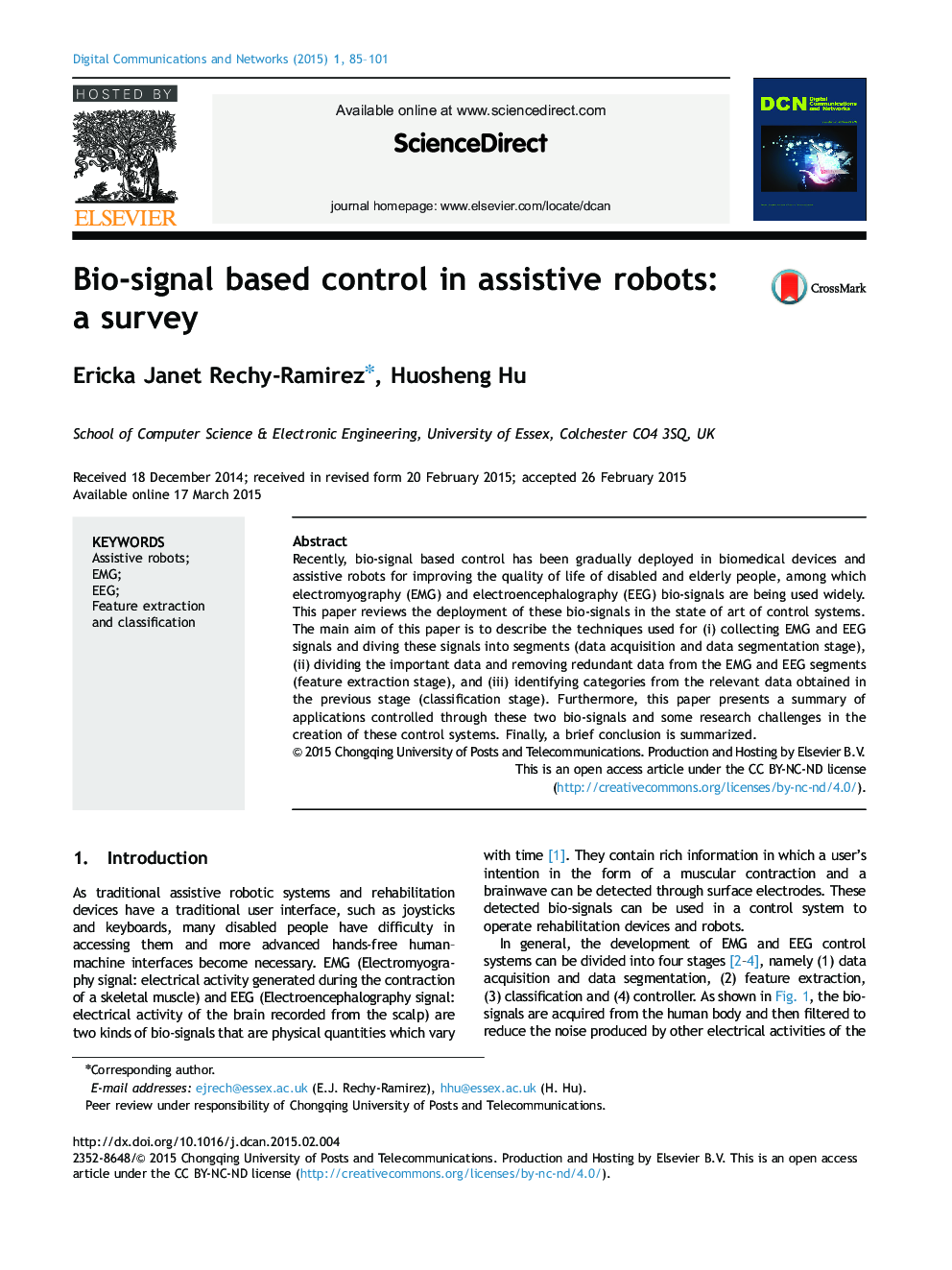 Bio-signal based control in assistive robots: a survey 