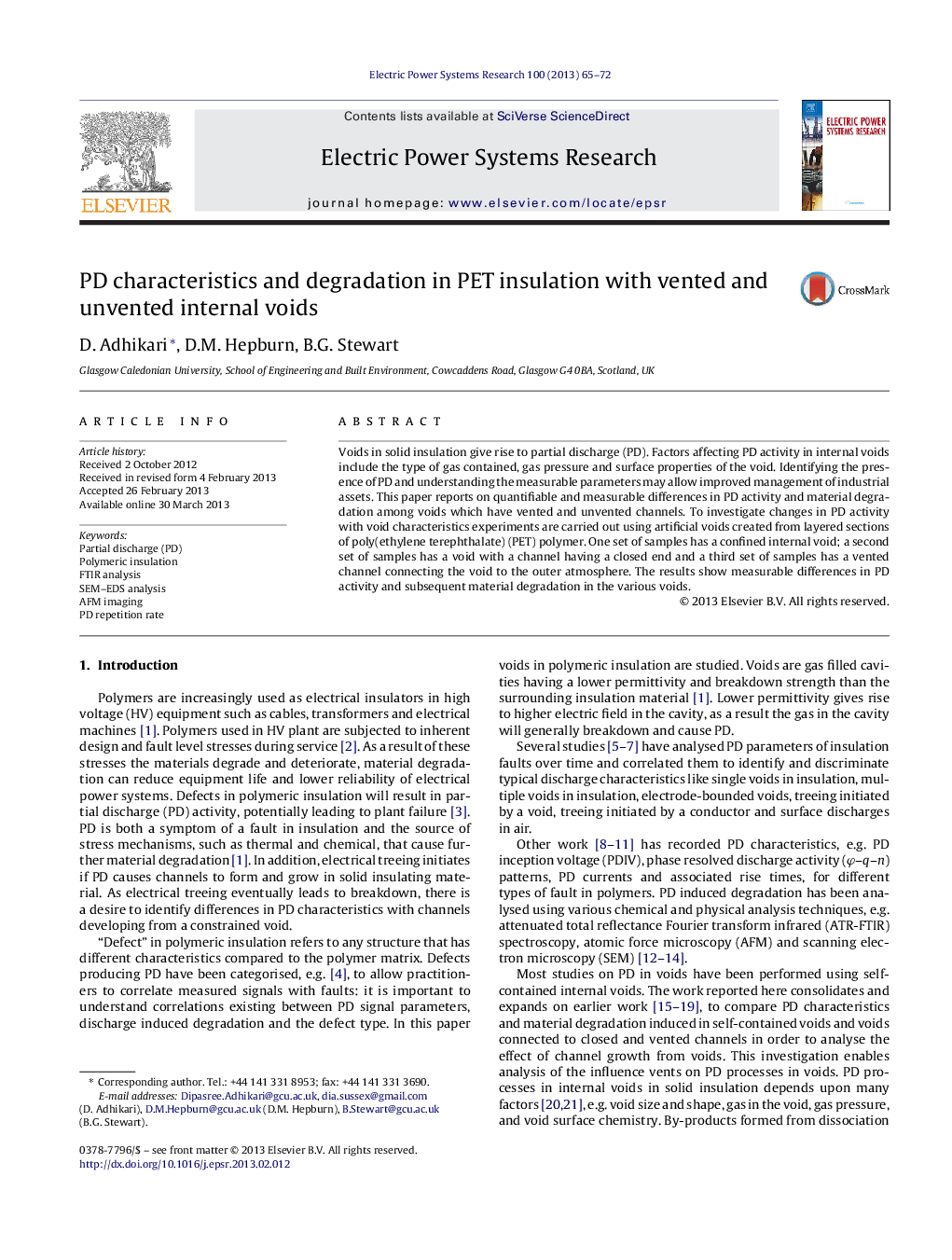 PD characteristics and degradation in PET insulation with vented and unvented internal voids