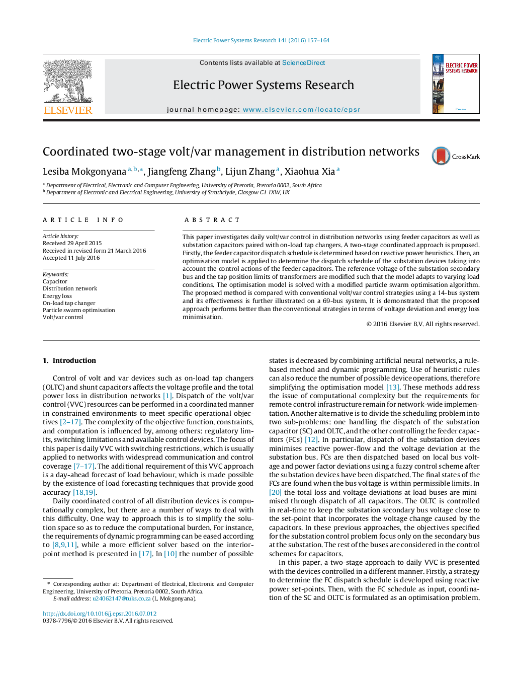 Coordinated two-stage volt/var management in distribution networks