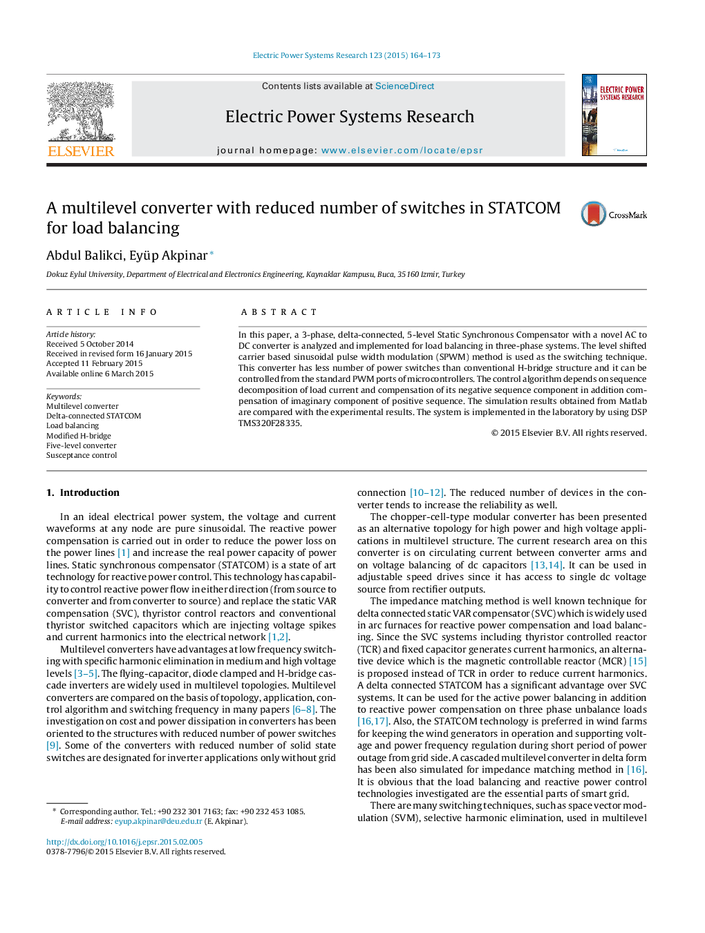 A multilevel converter with reduced number of switches in STATCOM for load balancing