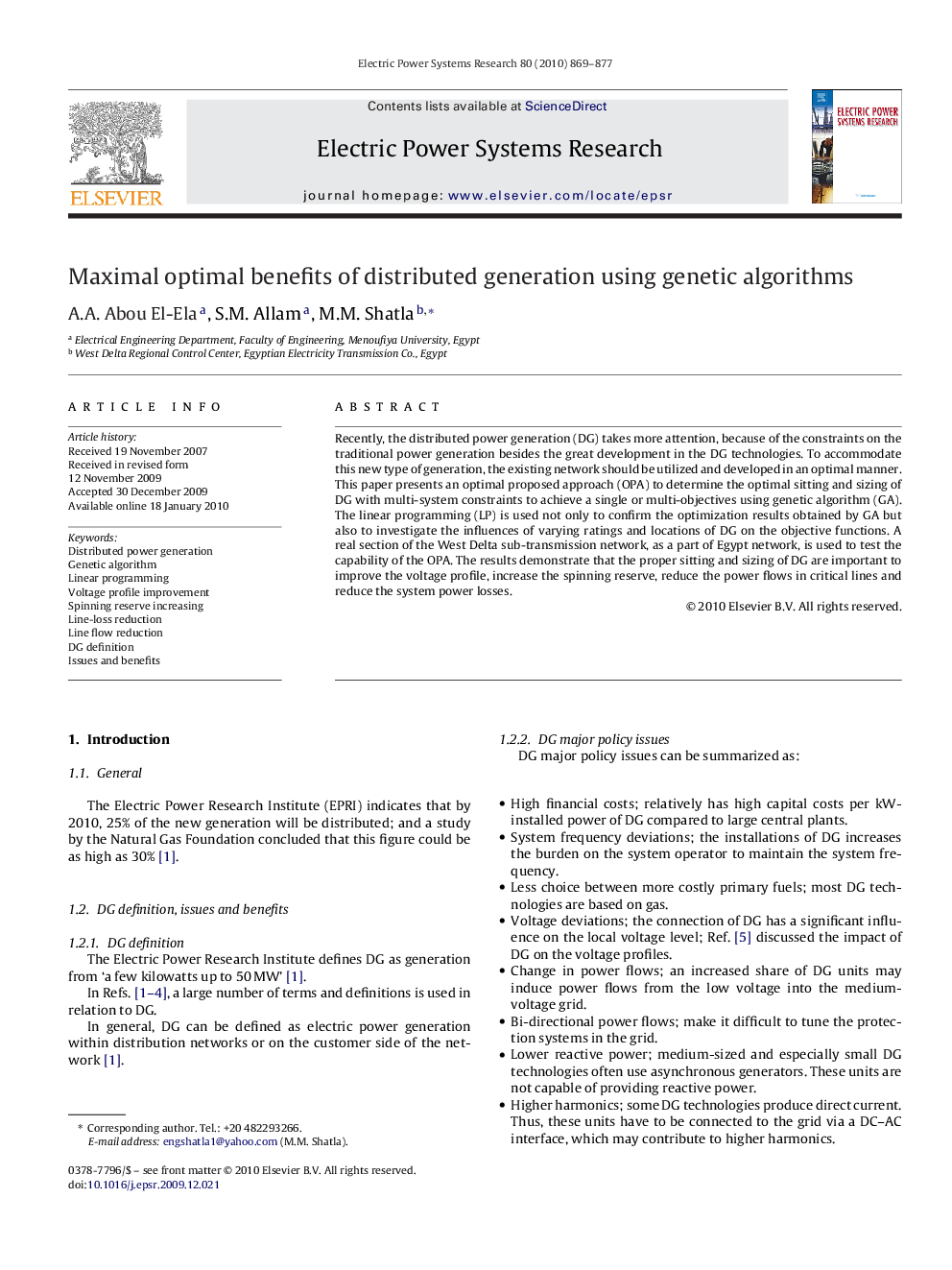 Maximal optimal benefits of distributed generation using genetic algorithms