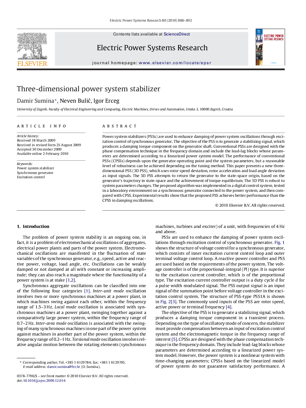 Three-dimensional power system stabilizer