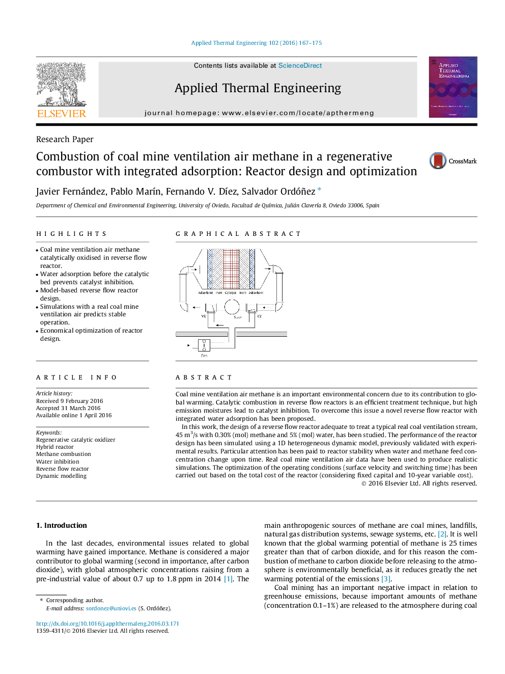 Combustion of coal mine ventilation air methane in a regenerative combustor with integrated adsorption: Reactor design and optimization