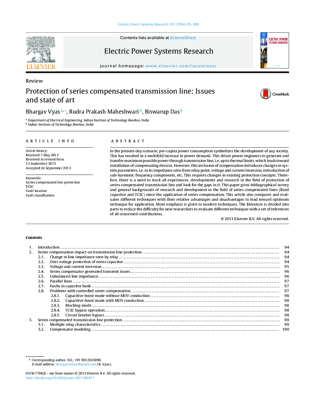 Protection of series compensated transmission line: Issues and state of art