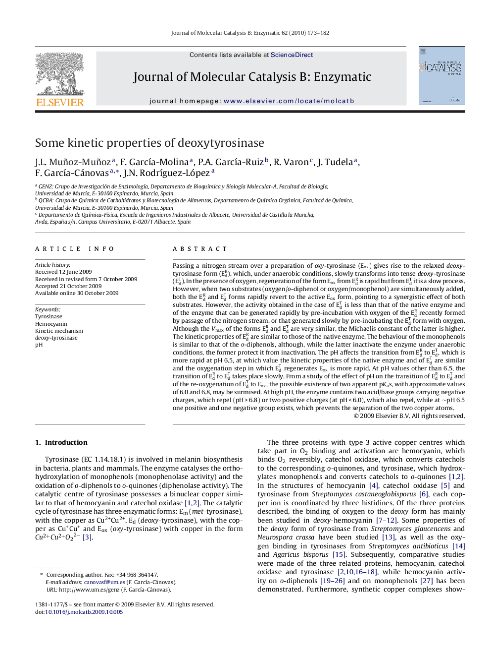 Some kinetic properties of deoxytyrosinase