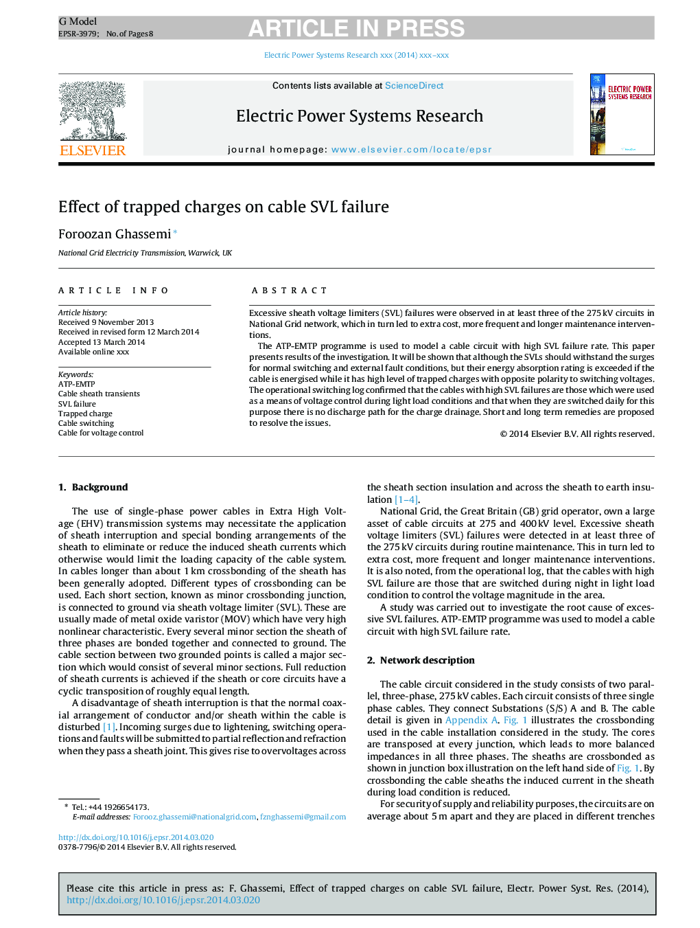 Effect of trapped charges on cable SVL failure