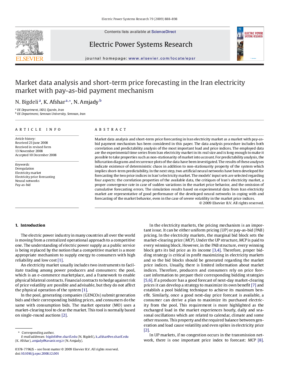 Market data analysis and short-term price forecasting in the Iran electricity market with pay-as-bid payment mechanism