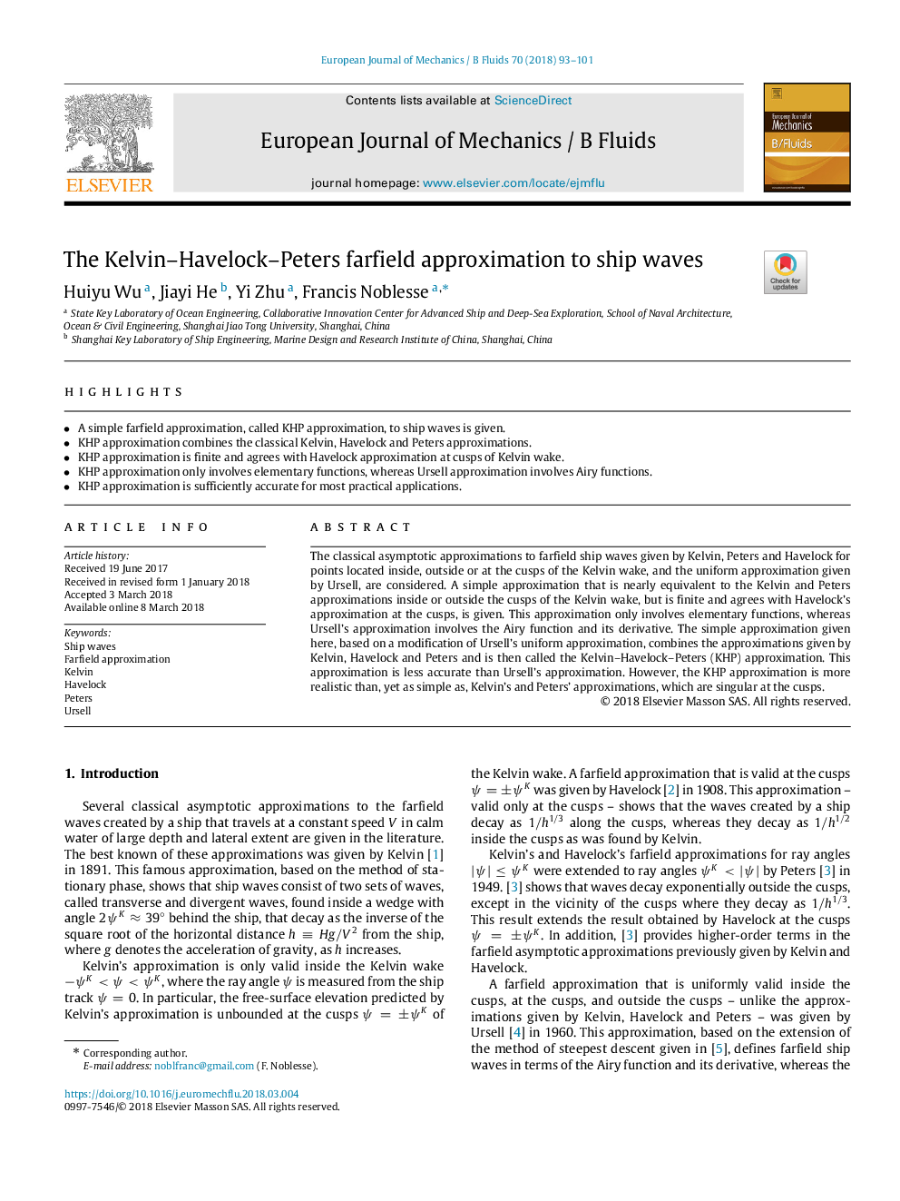 The Kelvin-Havelock-Peters farfield approximation to ship waves