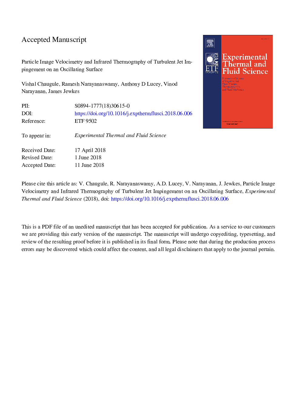 Particle image velocimetry and infrared thermography of turbulent jet impingement on an oscillating surface