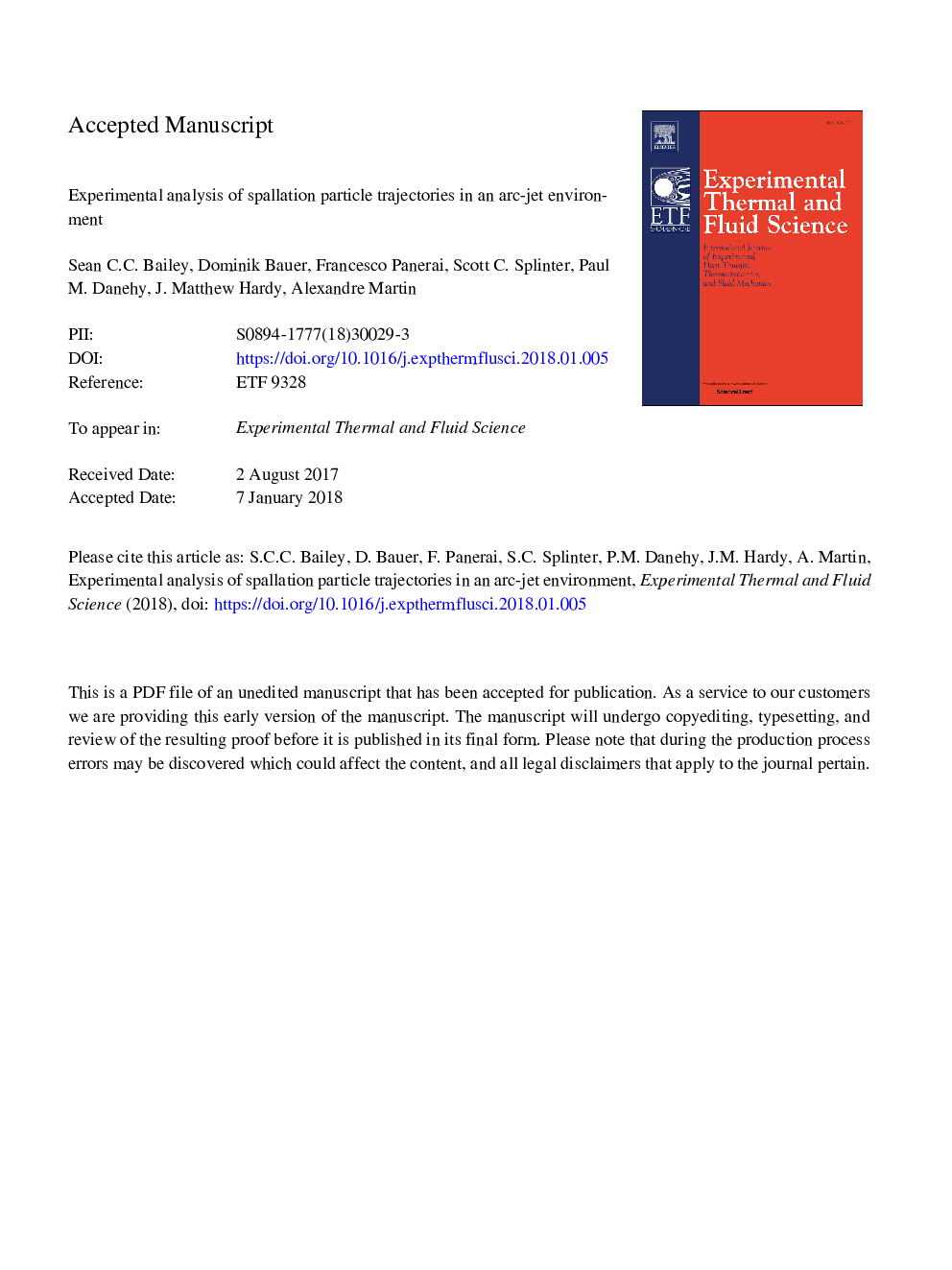 Experimental analysis of spallation particle trajectories in an arc-jet environment