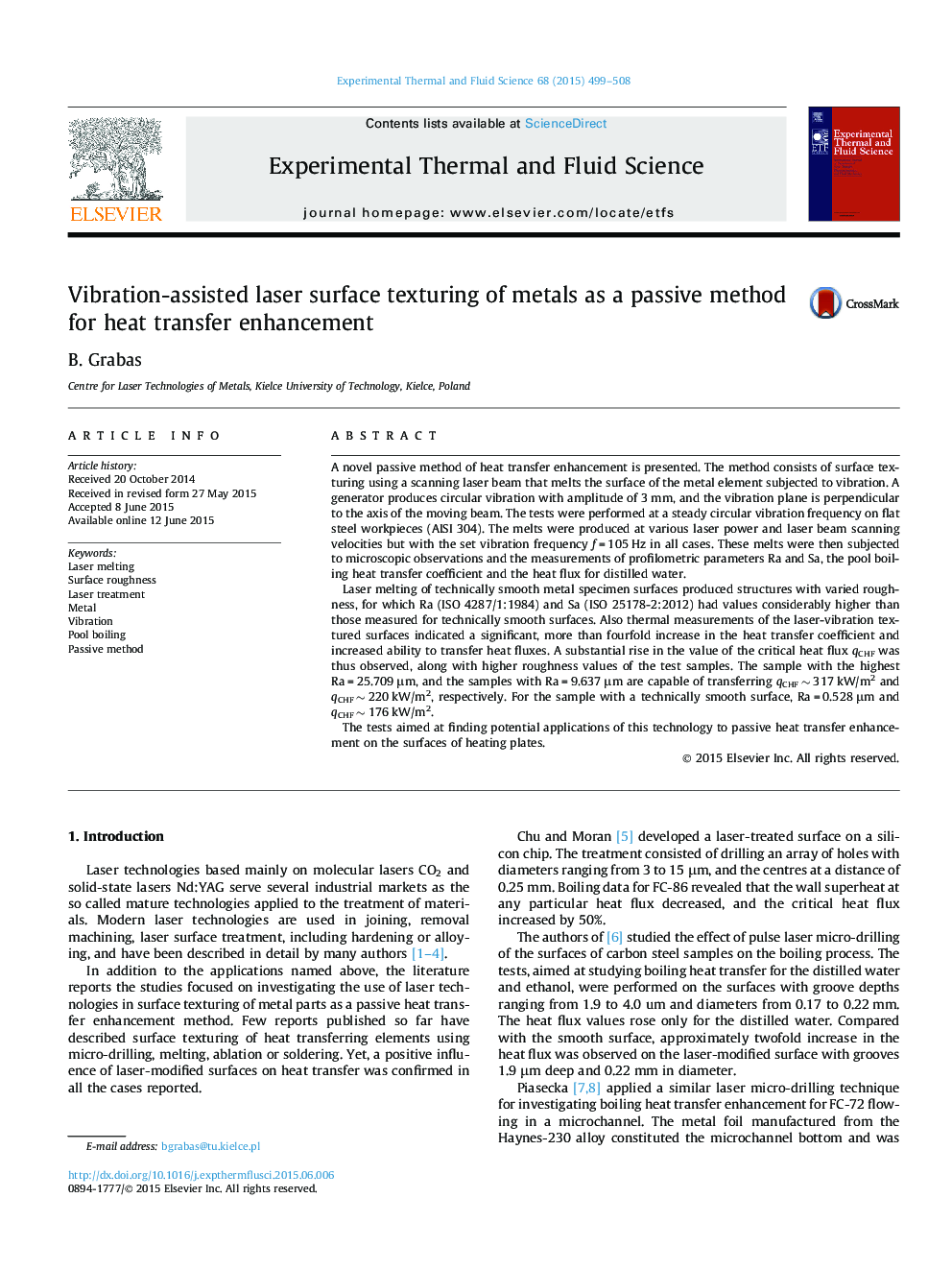 Vibration-assisted laser surface texturing of metals as a passive method for heat transfer enhancement