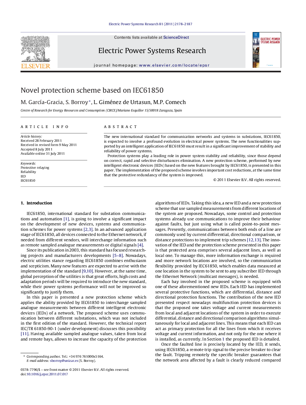 Novel protection scheme based on IEC61850