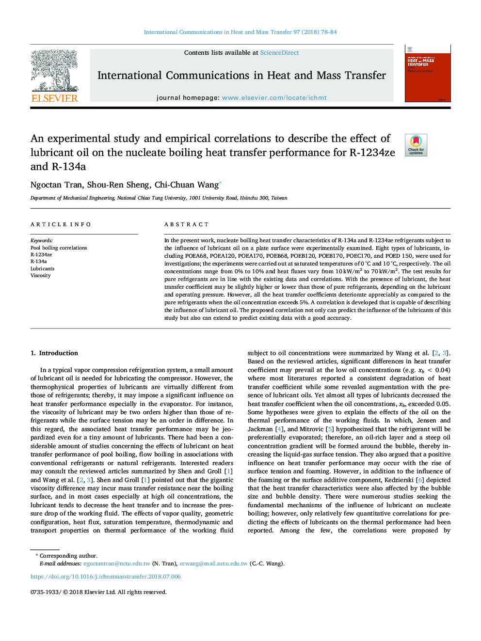 An experimental study and empirical correlations to describe the effect of lubricant oil on the nucleate boiling heat transfer performance for R-1234ze and R-134a