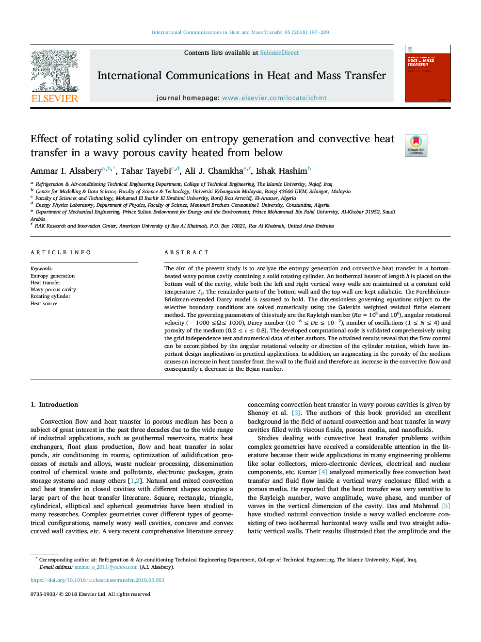 Effect of rotating solid cylinder on entropy generation and convective heat transfer in a wavy porous cavity heated from below