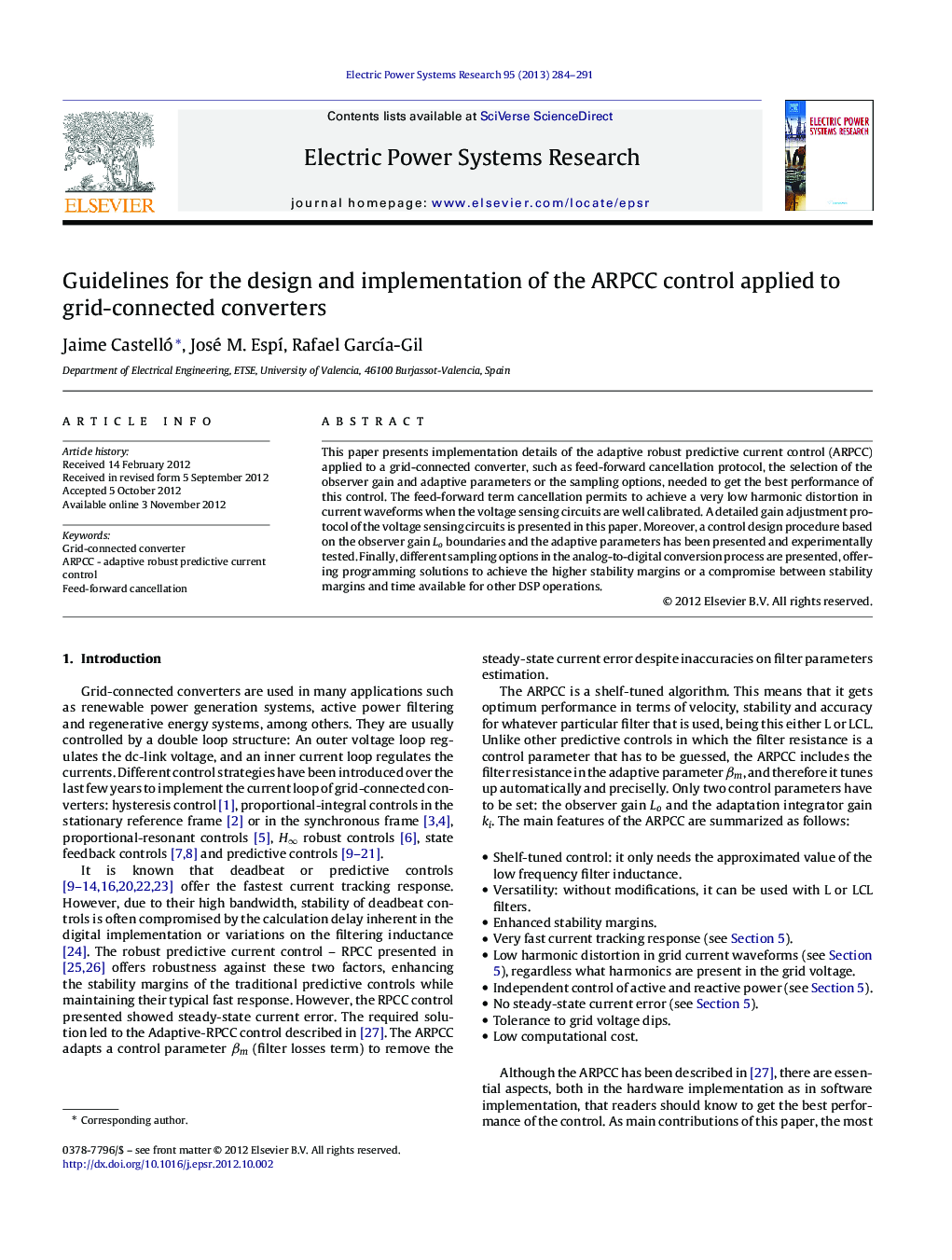عکس صفحه اول مقاله: Guidelines for the design and implementation of the ARPCC control applied to grid-connected converters Guidelines for the design and implementation of the ARPCC control applied to grid-connected converters