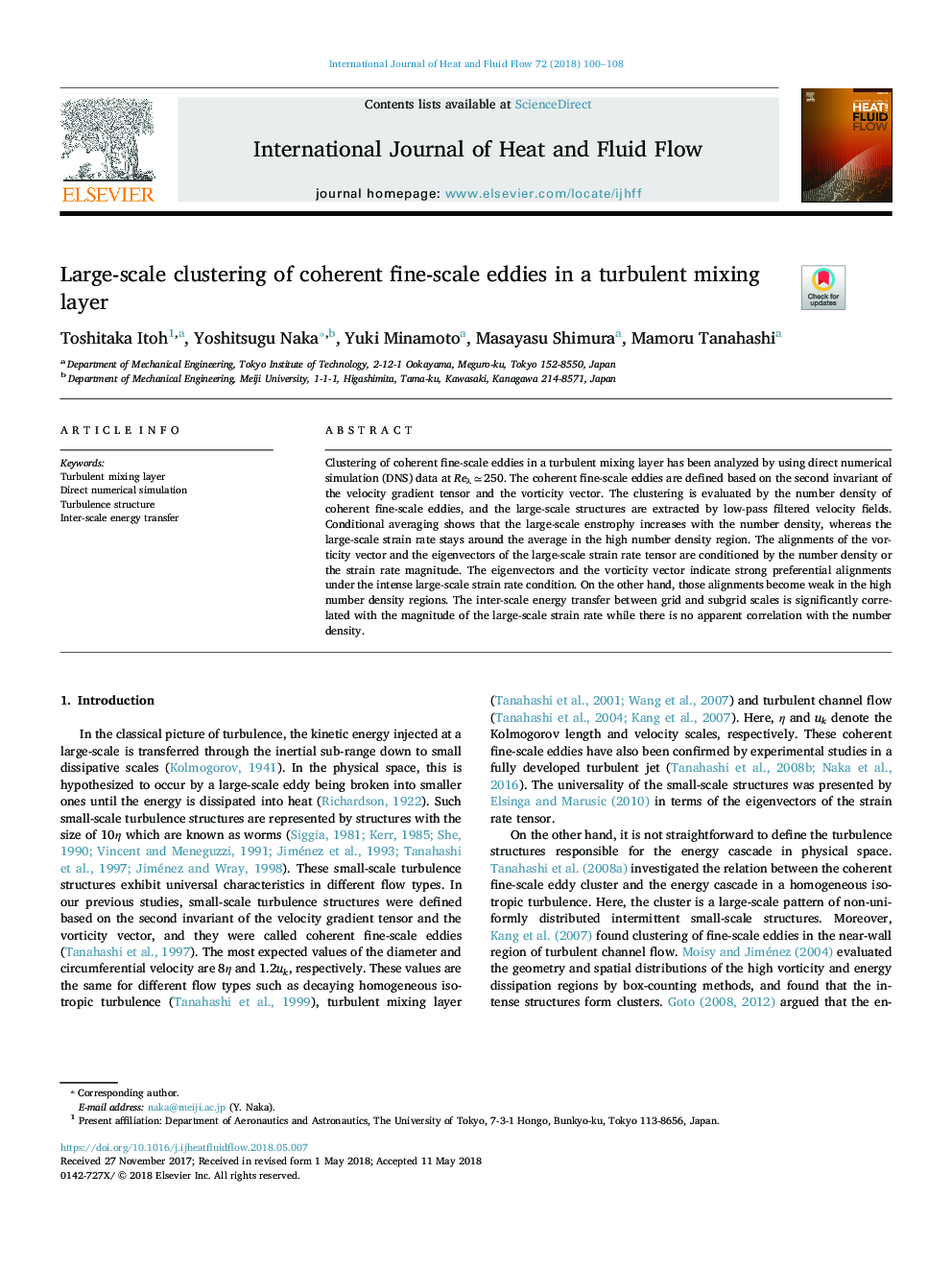 Large-scale clustering of coherent fine-scale eddies in a turbulent mixing layer