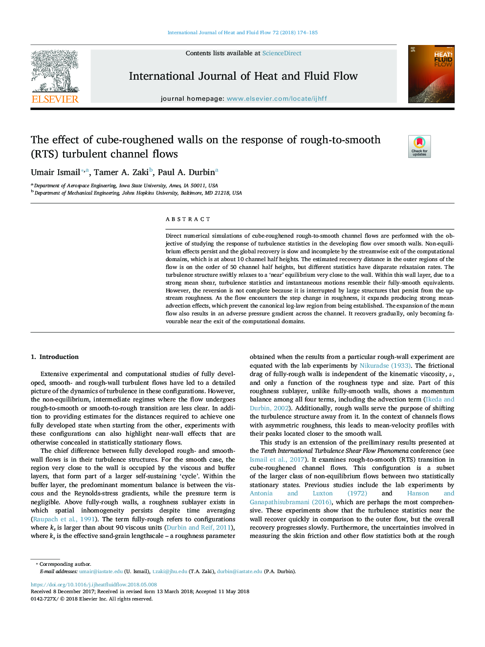 The effect of cube-roughened walls on the response of rough-to-smooth (RTS) turbulent channel flows