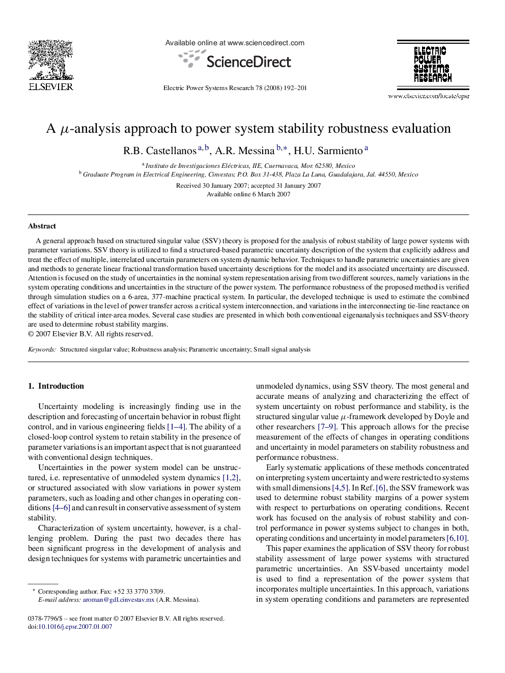 A μ-analysis approach to power system stability robustness evaluation