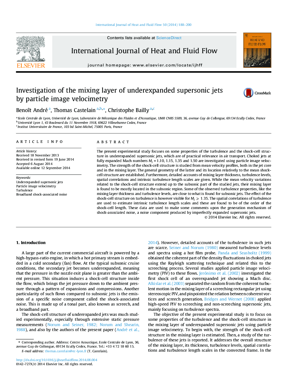 Investigation of the mixing layer of underexpanded supersonic jets by particle image velocimetry