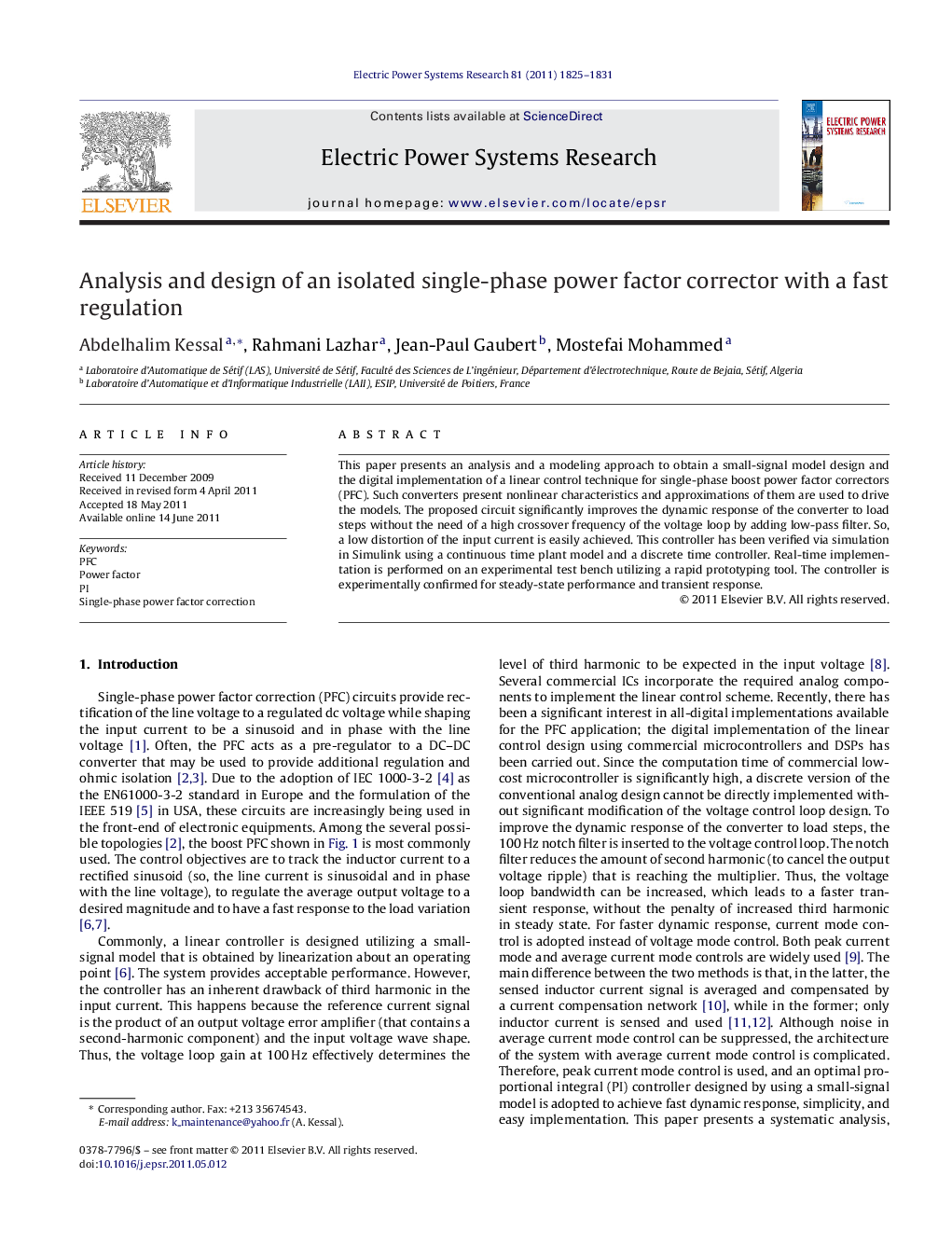 Analysis and design of an isolated single-phase power factor corrector with a fast regulation