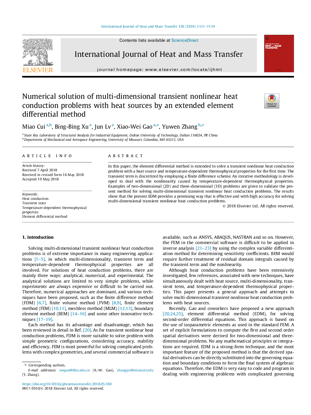 Numerical solution of multi-dimensional transient nonlinear heat conduction problems with heat sources by an extended element differential method