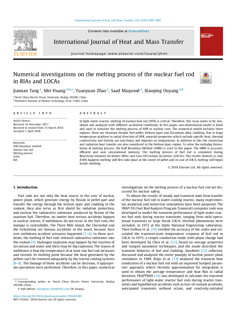 Numerical investigations on the melting process of the nuclear fuel rod in RIAs and LOCAs