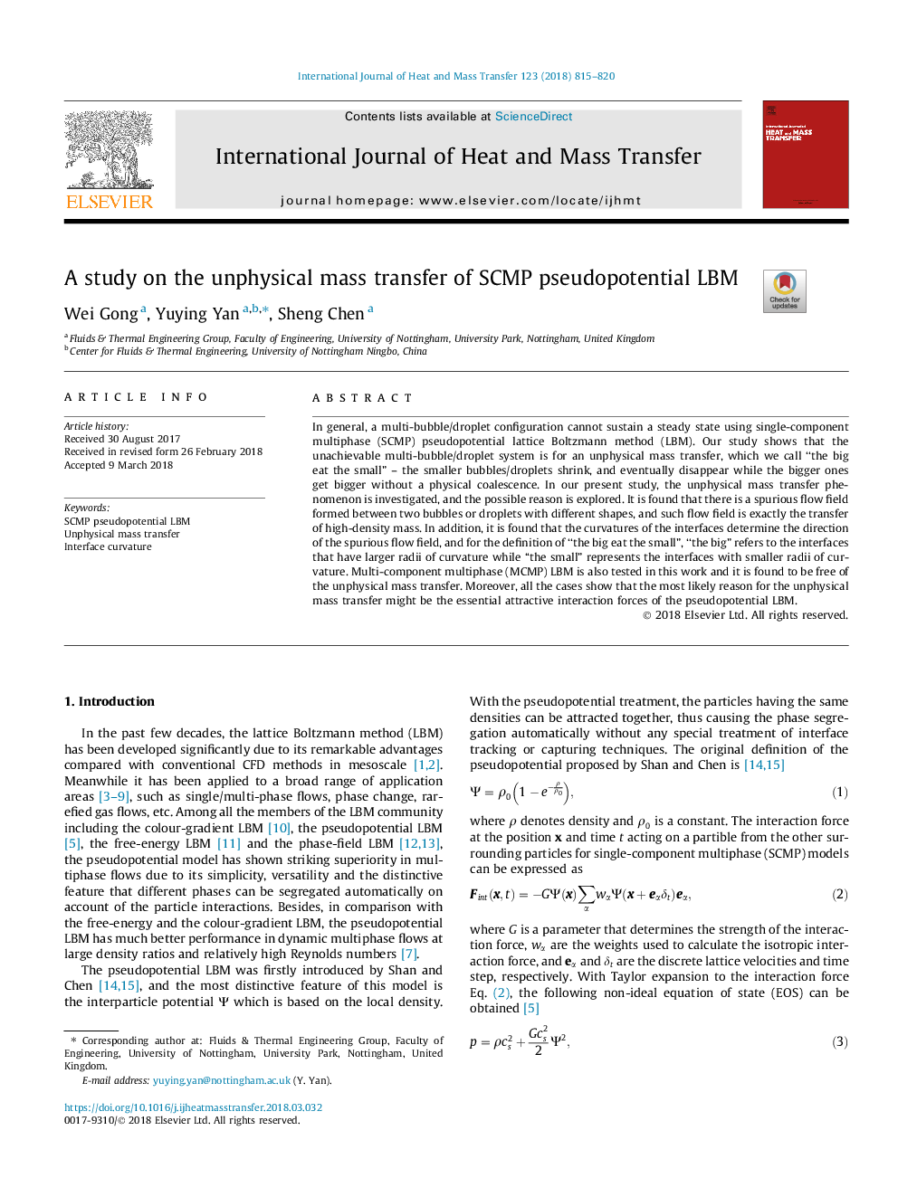 A study on the unphysical mass transfer of SCMP pseudopotential LBM