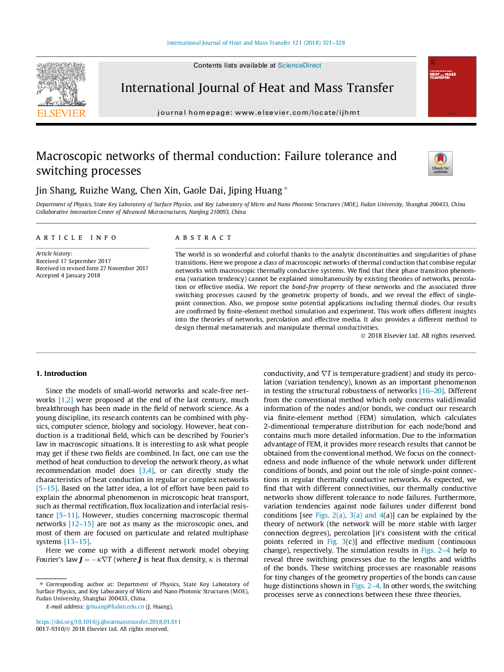 Macroscopic networks of thermal conduction: Failure tolerance and switching processes